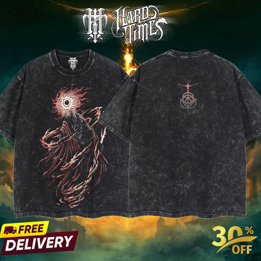 HardTimesClothing - Frenzy Flame v3 Elden Ring Boss, From Software Collection Game Oversized Washed Tee Acid Washed Lightweight TSHIRT, Gift for him her Clothes Cotton