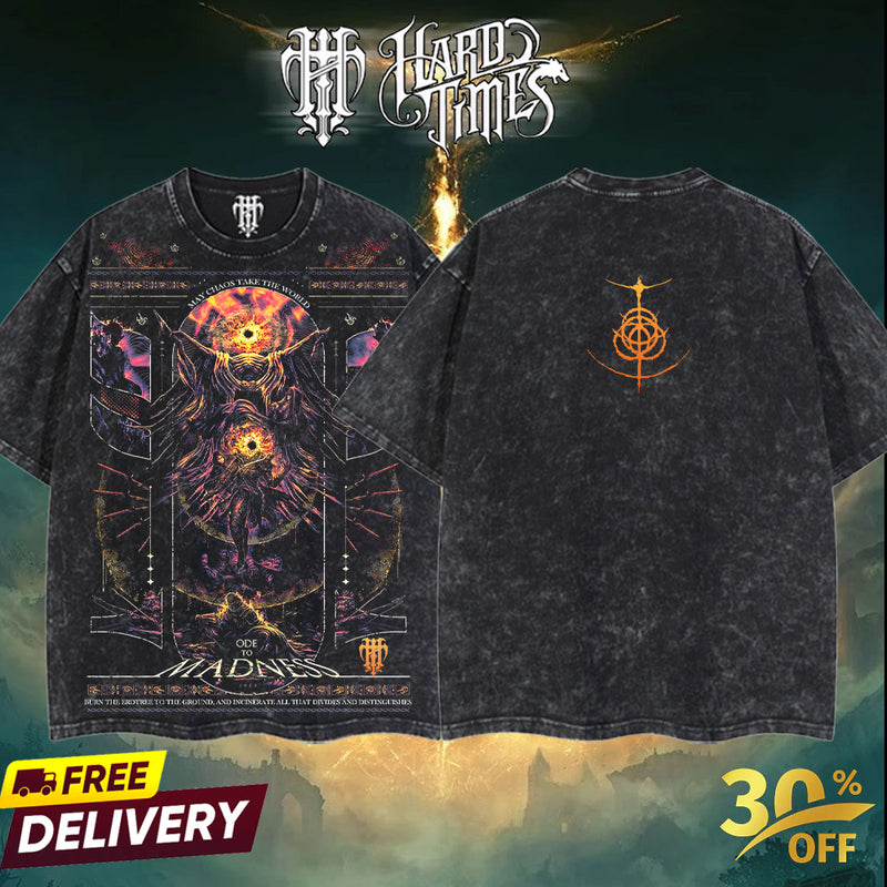 HardTimesClothing - Frenzy Flame Eldenring Boss Retro Edition Vintage Unisex Oversize Anime Manga Acid Washed Cotton T-shirt, graphic tee,anime merch fan, outfits men,boys merch