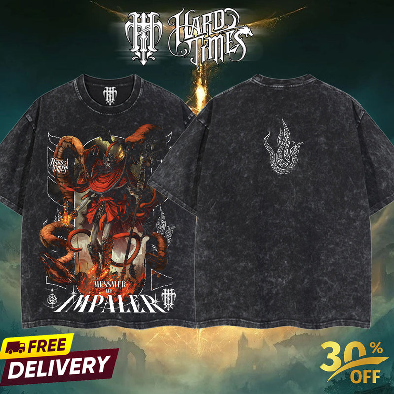 HardTimesClothing Messmer The Impaler Elden Ring Retro Vintage Unisex Oversize Anime Manga Acid Washed Heavyweight Cotton T-shirt, Anime Merch, Gift For Anime Fan. Menswear Oversized