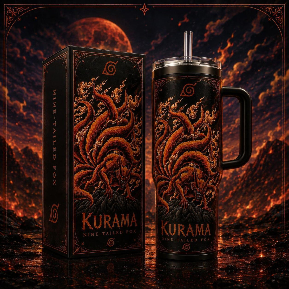 (Normal White Box) Tumbler 40oz - Kurama Anime Naruto