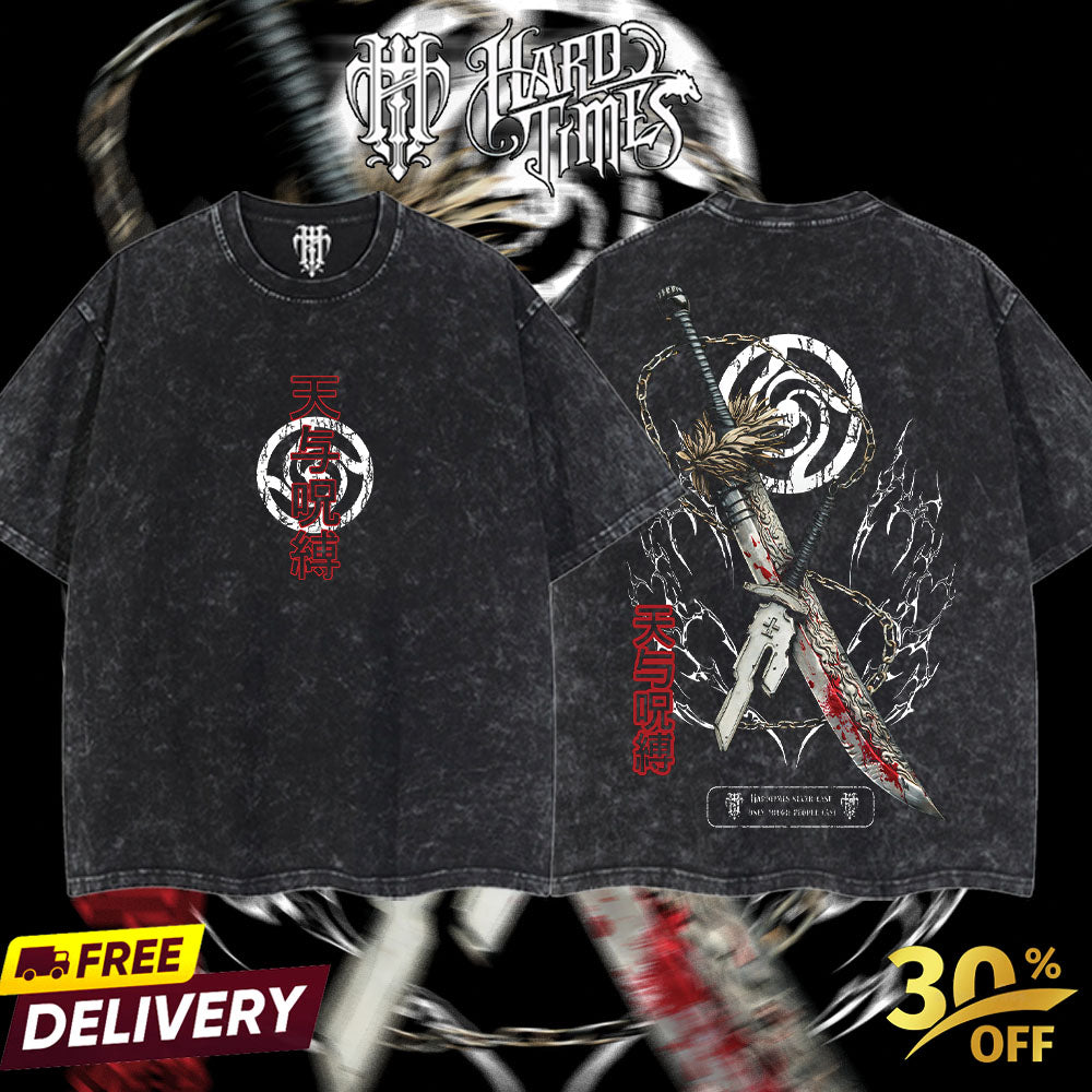 HardTimesClothing Toji x maki Zenin weapon Jujutsu Kaisen Season 3 2026 Retro Vintage Unisex Oversize Anime Manga Acid Washed Heavyweight Cotton T-shirt, Anime Merch, Gift For Anime Fan. Menswear Oversized