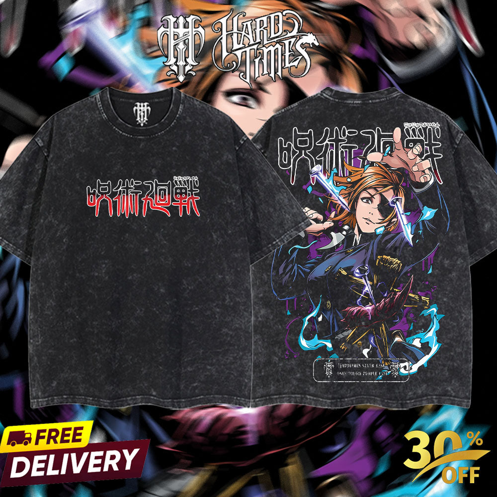 HardTimesClothing Nobura Jujutsu Kaisen 19.1.2026 Retro Vintage Unisex Oversize Anime Manga Acid Washed Heavyweight Cotton T-shirt, Anime Merch, Gift For Anime Fan. Menswear Oversized