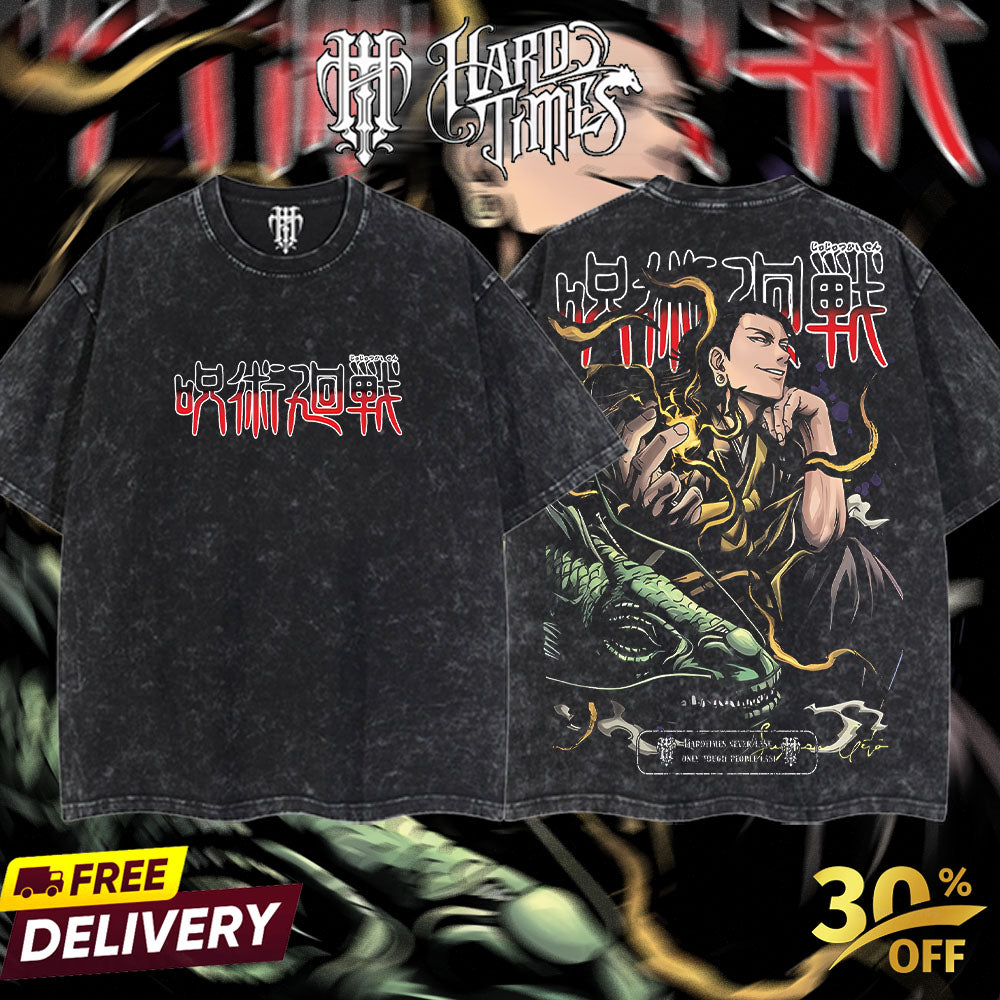 HardTimesClothing Geto  15.1 Jujutsu Kaisen season 3 2026 Retro Vintage Unisex Oversize Anime Manga Acid Washed Heavyweight Cotton T-shirt, Anime Merch, Gift For Anime Fan. Menswear Oversized