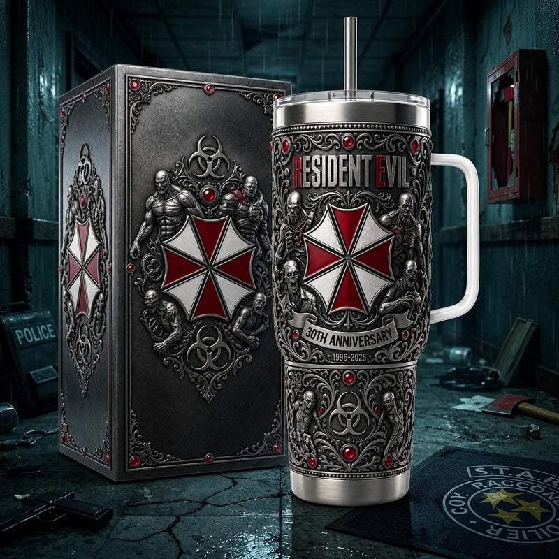 (Normal White Box) Tumbler 40oz - Resident Evil 30th Anniversary Umbrella Crop