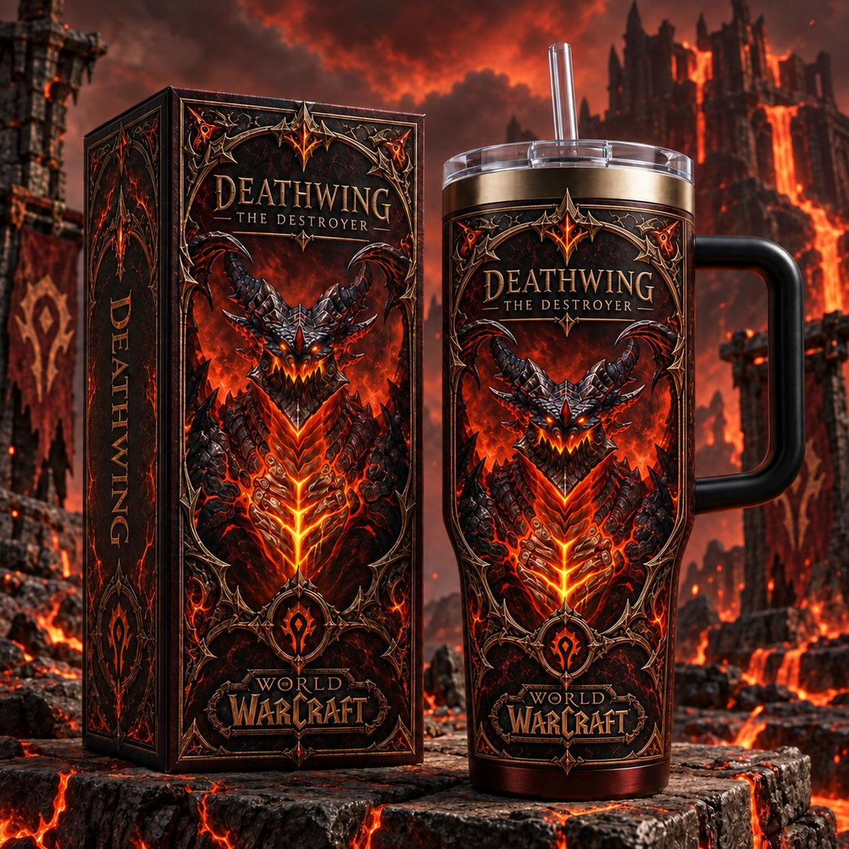 (Normal White Box) Tumbler 40oz - Deathwing World of warcraft