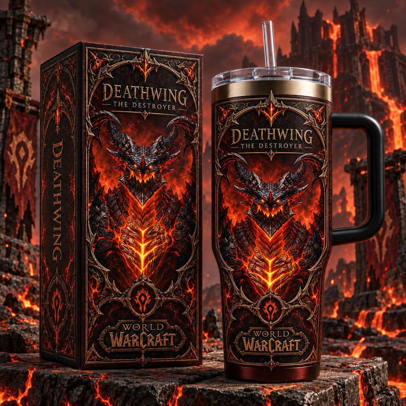 (Normal White Box) Tumbler 40oz - Deathwing World of warcraft
