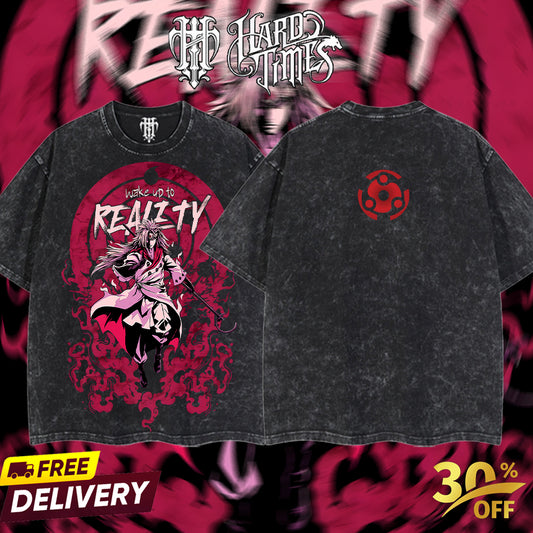 HardTimesClothing - "Uchiha Madara" Naruto Retro Vintage Unisex Oversize Anime Manga Acid Washed Heavyweight Cotton T-shirt, Anime Merch, Gift For Anime Fan. Clothes Oversized