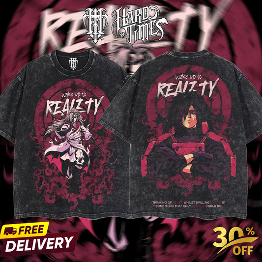 HardTimesClothing - "Uchiha Madara" Naruto Retro Vintage Unisex Oversize Anime Manga Acid Washed Heavyweight Cotton T-shirt, Anime Merch, Gift For Anime Fan. Clothes Oversized