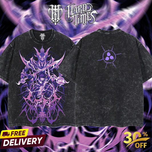 HardTimesClothing - "Sasuke X Susanoo" Naruto Retro Vintage Unisex Oversize Anime Manga Acid Washed Heavyweight Cotton T-shirt, Anime Merch, Gift For Anime Fan. Clothes Oversized