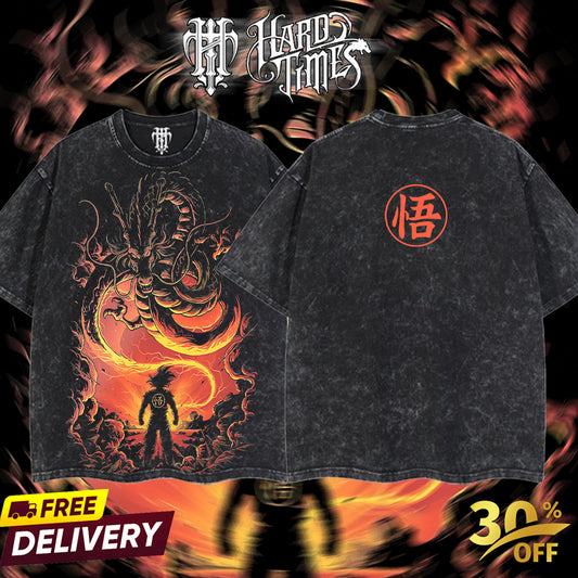 HardTimesClothing Goku Dragonball Retro Vintage Unisex Oversize Anime Manga Acid Washed Heavyweight Cotton T-shirt, Anime Merch, Gift For Anime Fan. Menswear Oversized. (Copy)