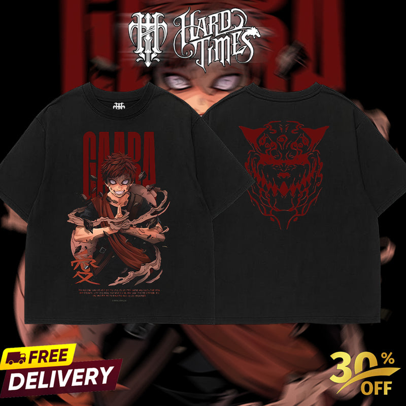 HardTimesClothing - Gaara Naruto Anime Limited Edition Death Reaper Seal Double Printed Oversize Lightweight Acid Washed Hoodie, graphic hoodies men streetwear