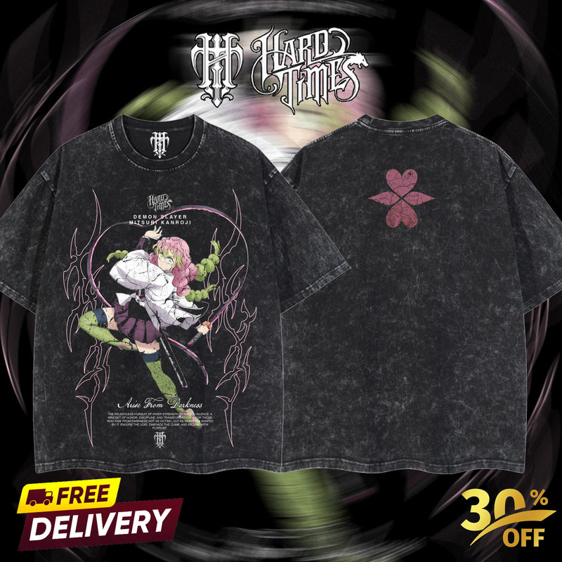 HardTimesClothing - Mitsuri Demons Slayer  Retro Edition Vintage Unisex Oversize Anime Manga Acid Washed Cotton T-shirt, graphic tee,anime merch fan, outfits men,boys merch