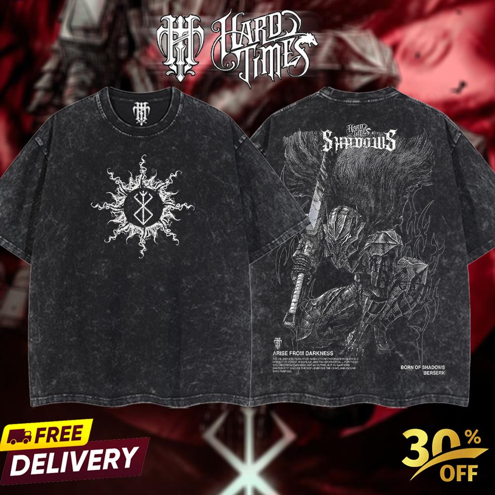 Hardtimesclothing - Guts berserk Retro Edition Vintage Unisex Oversize Anime Manga Acid Washed Cotton T-shirt, graphic tee,anime merch fan, outfits men,boys merch