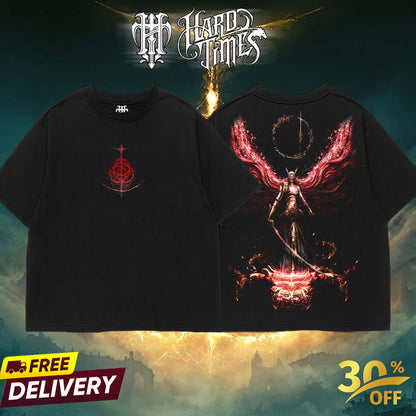 HardTimesClothing - Malenia Elden Ring Boss Retro Limited Vintage , From Software Collection Game Oversized Washed Tee Acid Washed Lightweight TSHIRT, Gift for him her Clothes Cotton