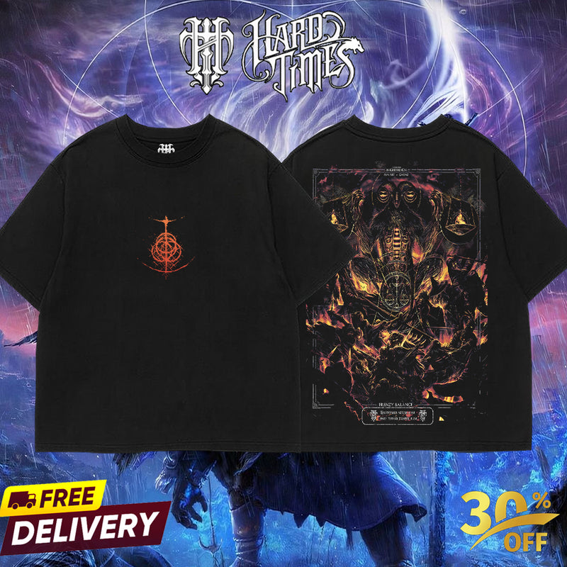 HardTimesClothing Libra Creature of Night Elden Ring Boss Retro Vintage Unisex Oversize Anime Manga Acid Washed Heavyweight Cotton T-shirt, Anime Merch, Gift For Anime Fan. Menswear Oversized