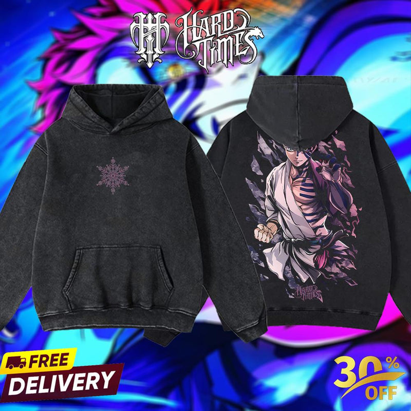 HardTimesClothing - Akaza Demons Slayer Retro Edition Vintage Unisex Oversize Anime Manga Acid Washed Cotton T-shirt, graphic tee,anime merch fan, outfits men,boys merch