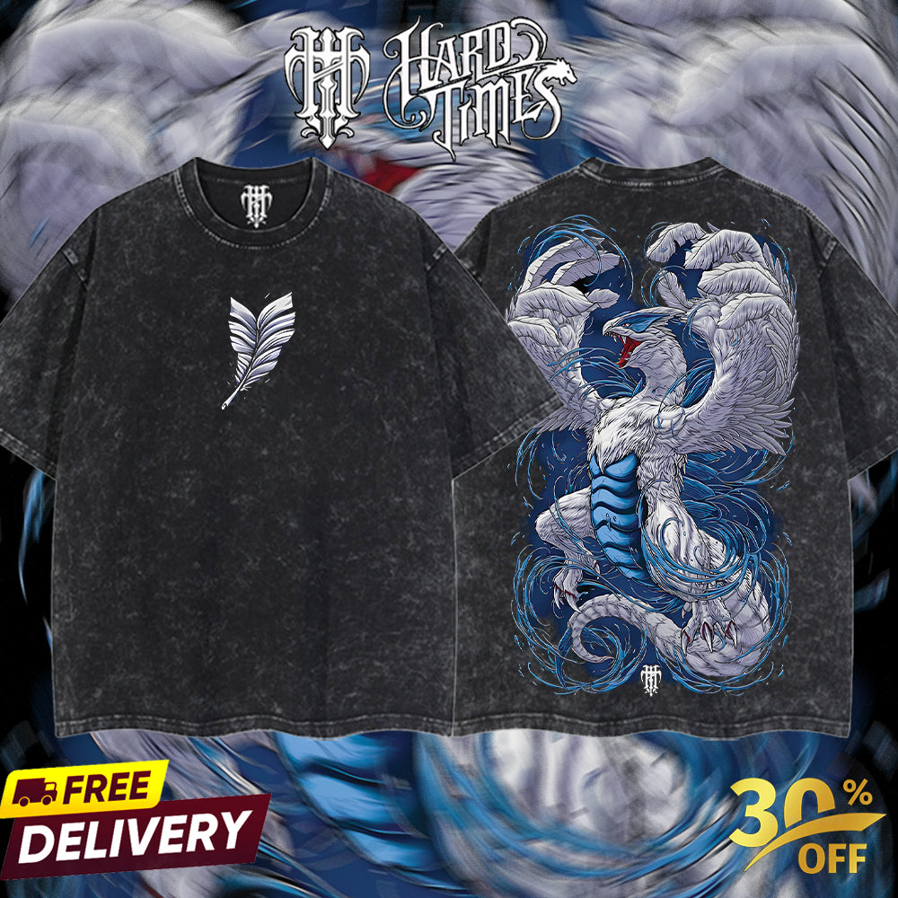 HardTimeClothing - Lugia Pokemon Retro Vintage Unisex Oversize Anime Manga Acid Washed Heavyweight Cotton T-shirt, Anime Merch, Gift For Anime Fan. Clothes Oversized