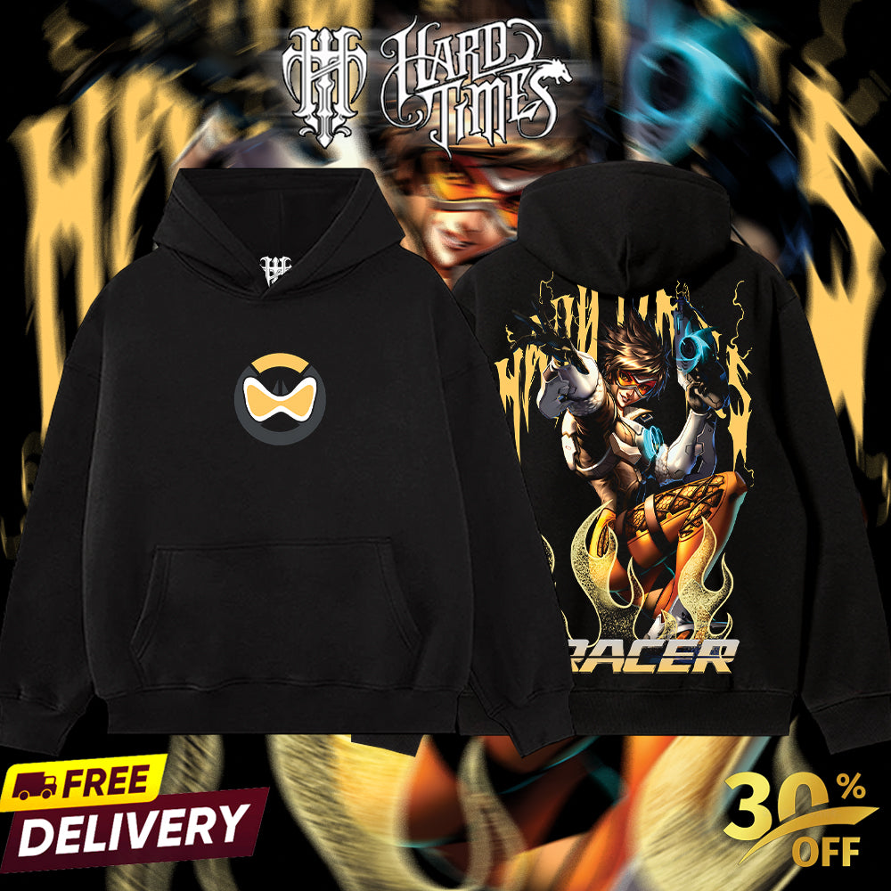 HardTimesClothing - Tracer Overwatch, Blizzard Collection Game Oversized Washed Tee Acid Washed Lightweight TSHIRT, Gift for him her Clothes Cotton