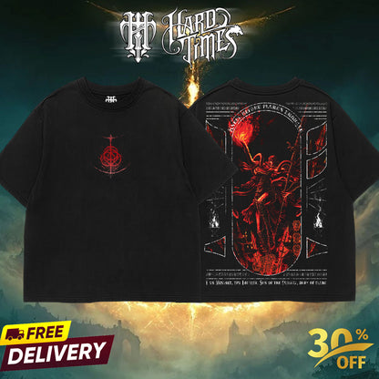 HardTimesClothing - Messmer The Impaler Elden Ring Vintage Unisex Oversize Anime Manga Acid Washed Heavyweight Cotton T-shirt, Anime Merch, Gift For Anime Fan.