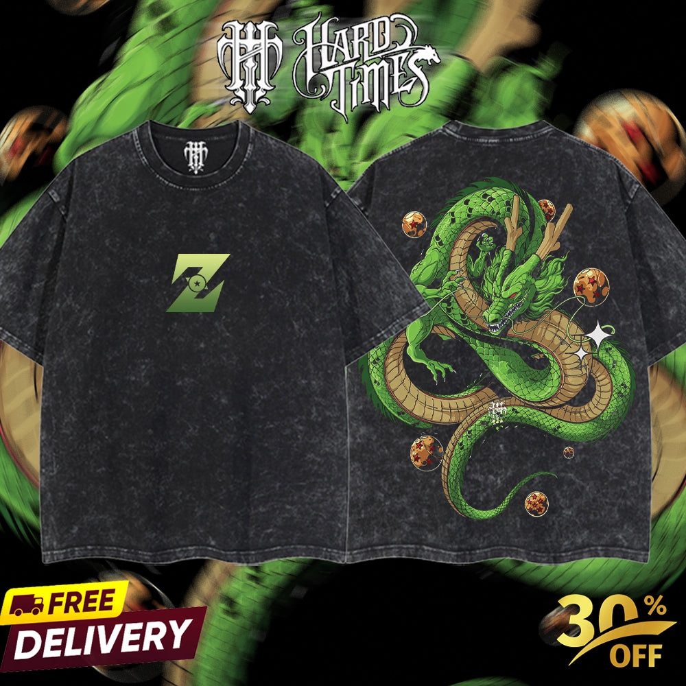 HardTimesClothing Shenron Dragonball Retro Vintage Unisex Oversize Anime Manga Acid Washed Heavyweight Cotton T-shirt, Anime Merch, Gift For Anime Fan. Menswear Oversized. (Copy)