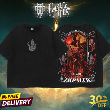HardTimesClothing Messmer The Impaler 28.11 Elden Ring Retro Vintage Unisex Oversize Anime Manga Acid Washed Heavyweight Cotton T-shirt, Anime Merch, Gift For Anime Fan. Menswear Oversized