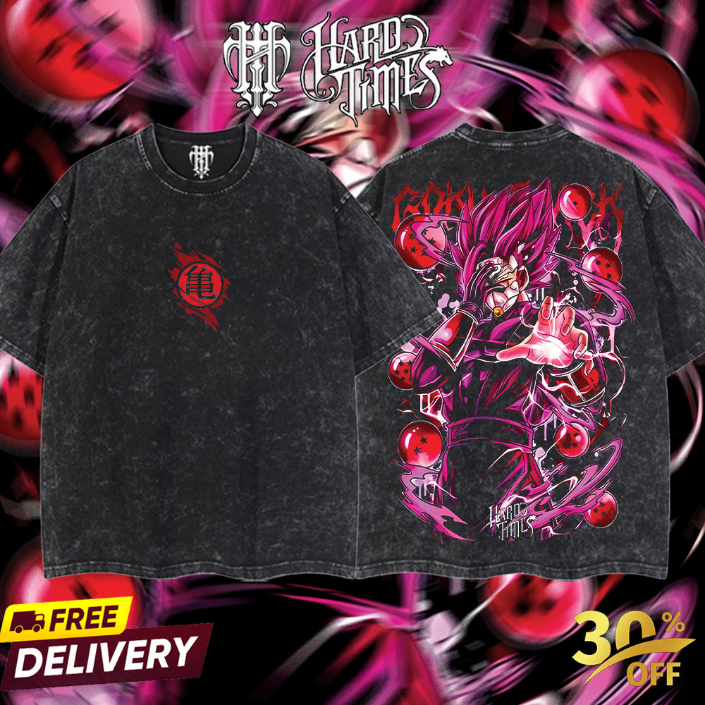 HardTimesClothing Zamasu Black goku Dragonball Retro Vintage Unisex Oversize Anime Manga Acid Washed Heavyweight Cotton T-shirt, Anime Merch, Gift For Anime Fan. Menswear Oversized