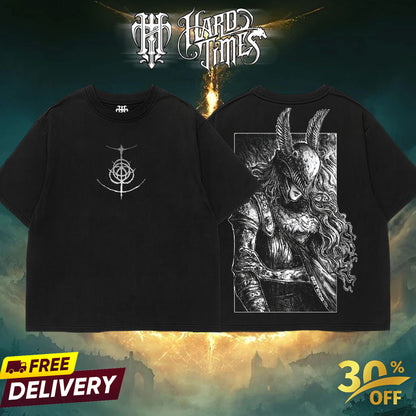 HardTimesClothing -Malenia Elden Ring Boss Retro Limited Vintage Malenia Elden Ring Boss, From Software Collection Game Oversized Washed Tee Acid Washed Lightweight TSHIRT, Gift for him her Clothes Cotton