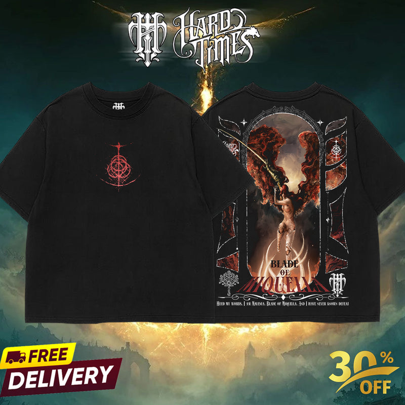 HardTimesClothing - Malenia Blade Of Miquella Elden Ring Boss 5.11 Retro Limited Vintage , From Software Collection Game Oversized Washed Tee Acid Washed Lightweight TSHIRT, Gift for him her Clothes Cotton