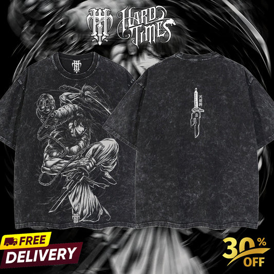 HardTimesClothing - Fushiguro Toji jujutsu kaisen Retro Vintage Unisex Oversize Anime Manga Acid Washed Heavyweight Cotton T-shirt, Anime Merch, Gift For Anime Fan. Clothes Oversized