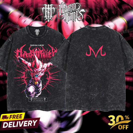 HardTimesClothing Majin Buu Dragonball Retro Vintage Unisex Oversize Anime Manga Acid Washed Heavyweight Cotton T-shirt, Anime Merch, Gift For Anime Fan. Menswear Oversized (Copy)