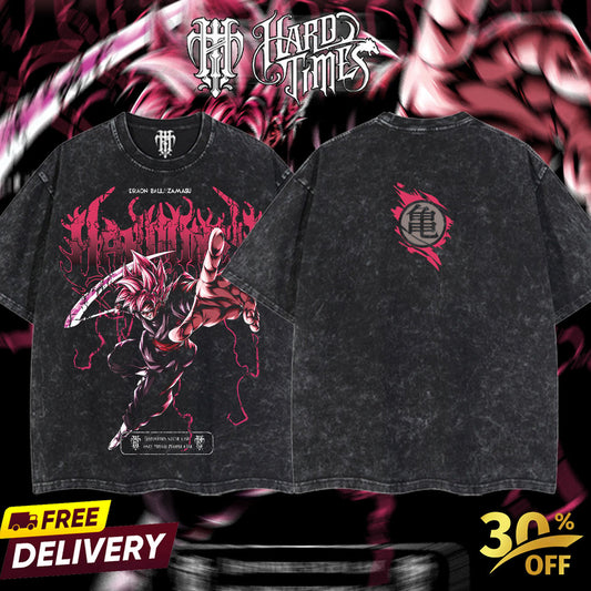 HardTimesClothing Zamasu Black goku Dragonball Retro Vintage Unisex Oversize Anime Manga Acid Washed Heavyweight Cotton T-shirt, Anime Merch, Gift For Anime Fan. Menswear Oversized (Copy) (Copy)