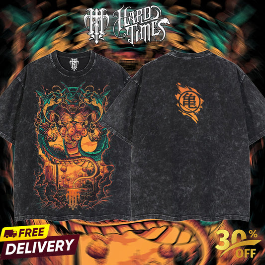 HardTimesClothing Porunga Namek Dragonball Retro Vintage Unisex Oversize Anime Manga Acid Washed Heavyweight Cotton T-shirt, Anime Merch, Gift For Anime Fan. Menswear Oversized