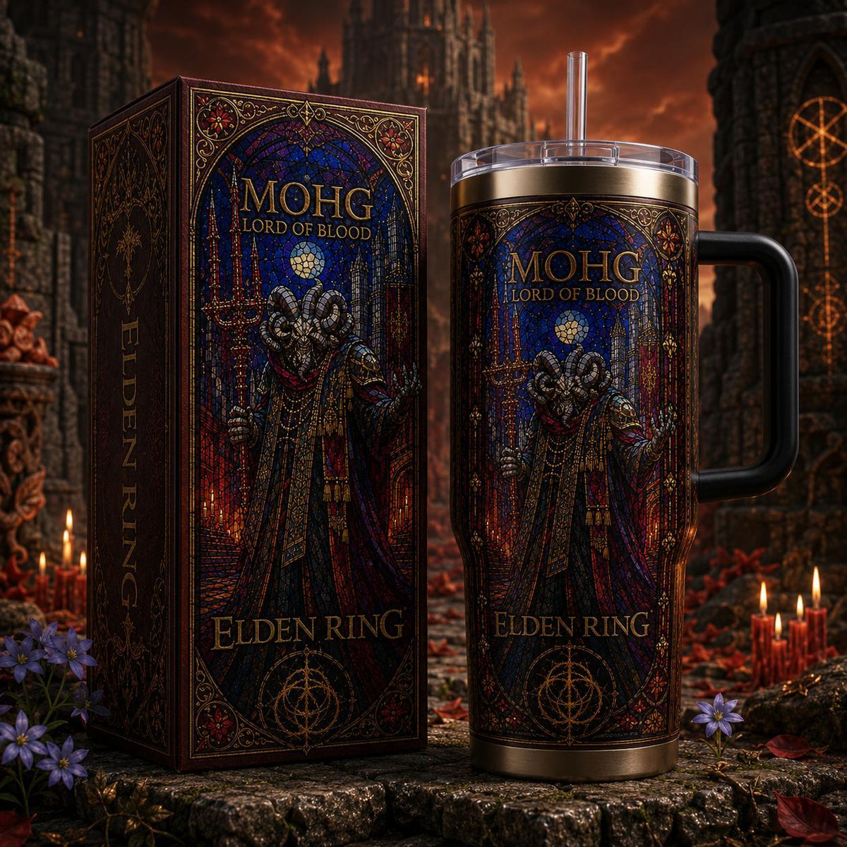 (Normal White Box) Tumbler 40oz - Mohg Eldenring