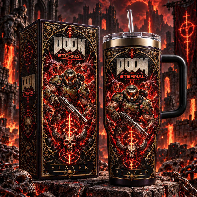 (Normal White Box) Tumbler 40oz - DOOM ETERNAL