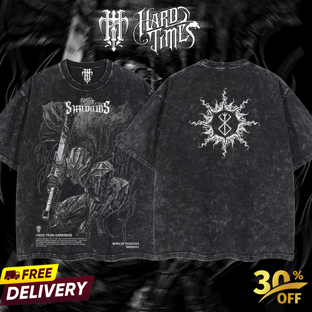 Hardtimesclothing - Guts berserk Retro Edition Vintage Unisex Oversize Anime Manga Acid Washed Cotton T-shirt, graphic tee,anime merch fan, outfits men,boys merch