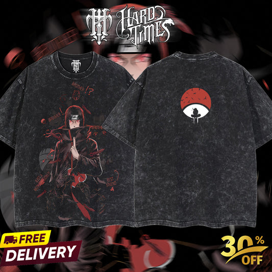 HardTimesClothing - Uchiha Itachi Naruto Anime Limited Edition Death Reaper Seal Double Printed Oversize Lightweight Acid Washed Hoodie, graphic hoodies men streetwear (Copy) (Copy)