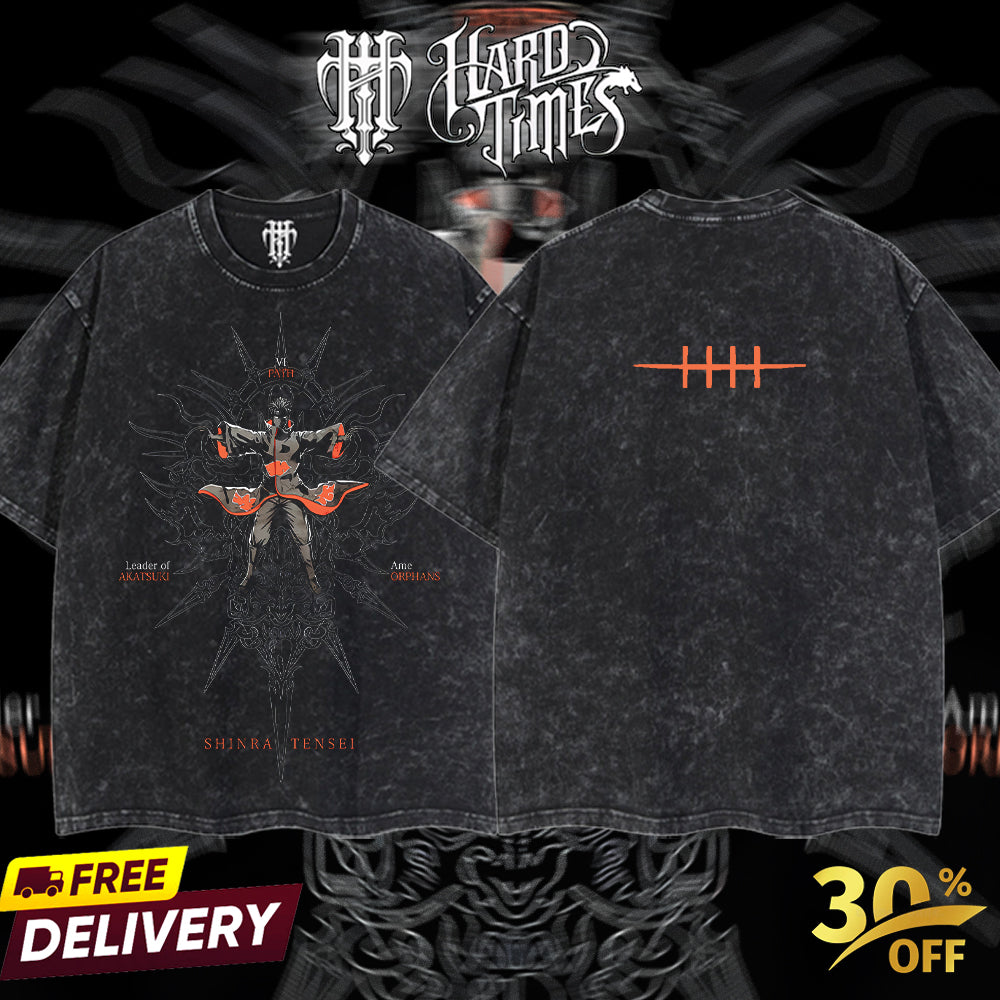 HardTimesClothing - Pain Naruto Anime Limited Edition Death Reaper Seal Double Printed Oversize Lightweight Acid Washed Hoodie, graphic hoodies men streetwear (Copy) (Copy)