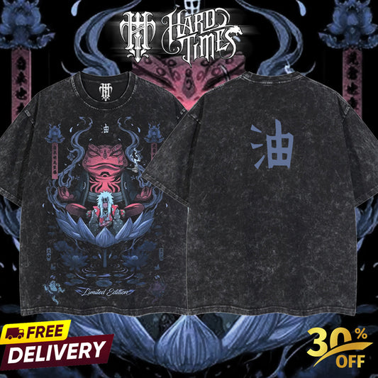HardTimesClothing - Jiraiya Naruto Anime Limited Edition Death Reaper Seal Double Printed Oversize Lightweight Acid Washed Hoodie, graphic hoodies men streetwear (Copy) (Copy) (Copy)