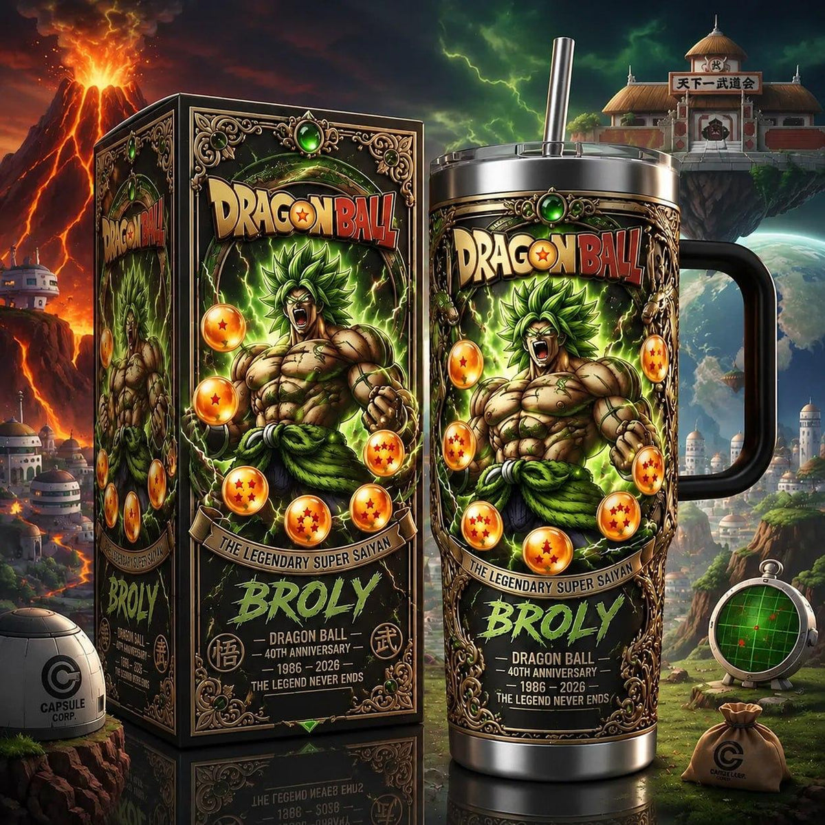 (Normal White Box) Tumbler 40oz - Broly Dragonball