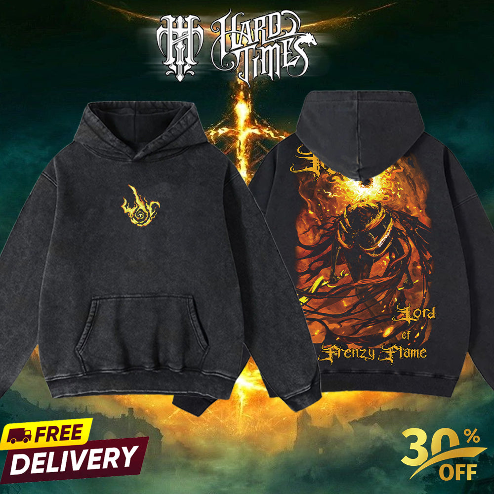 HardTimesClothing - Frenzy Flame v5 Elden Ring Boss, From Software Collection Game Oversized Washed Tee Acid Washed Lightweight TSHIRT, Gift for him her Clothes Cotton