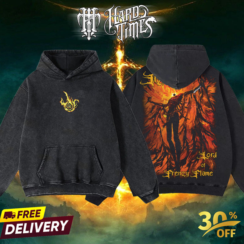 HardTimesClothing - Frenzy Flame v4 Elden Ring Boss, From Software Collection Game Oversized Washed Tee Acid Washed Lightweight TSHIRT, Gift for him her Clothes Cotton