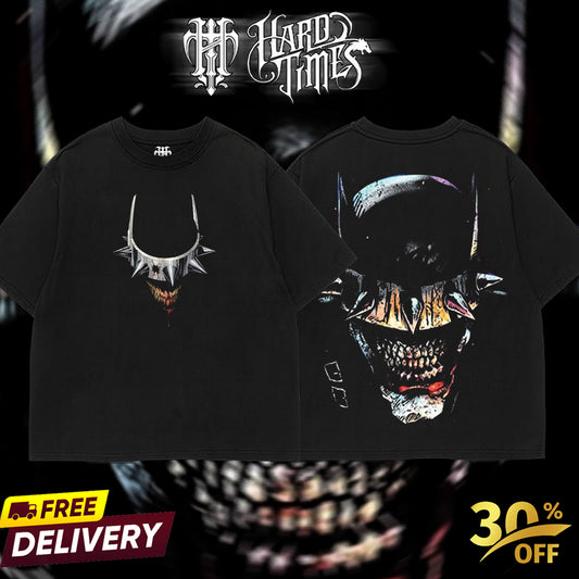 HardTimesClothing - The BatMan Who Laugh DC v1 Retro Limited Vintage, Collection Movie Oversized Washed Tee Acid Washed Lightweight TSHIRT, Gift for him her Clothes Cotton Superhero, Super villain. (Copy)
