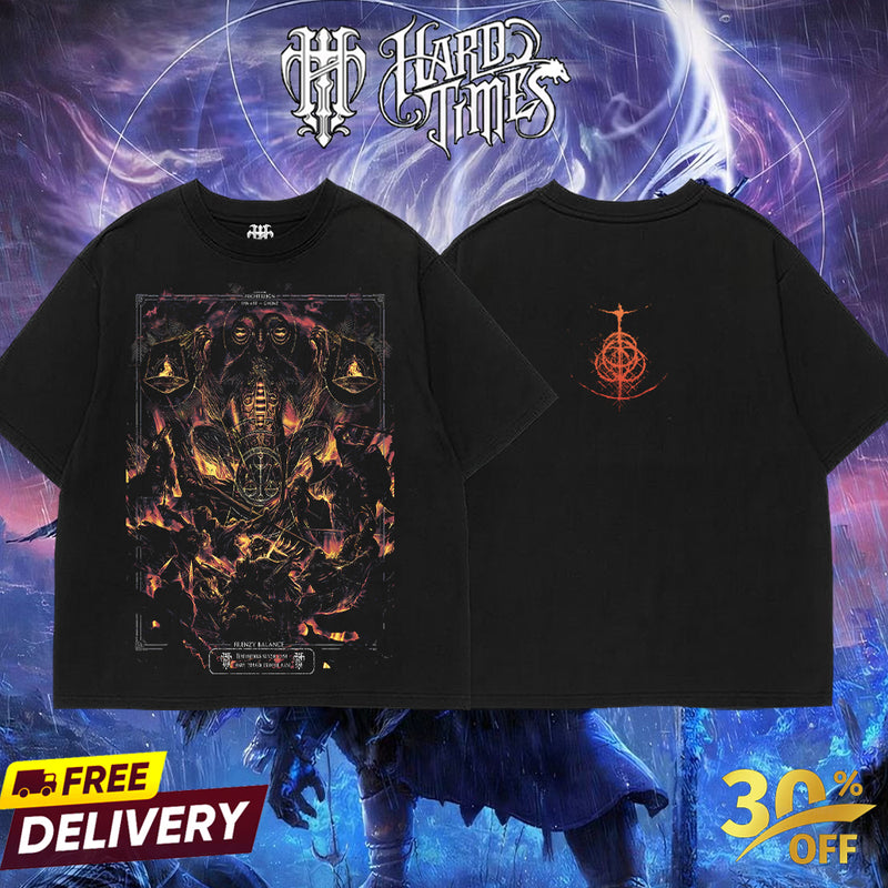 HardTimesClothing Libra Creature of Night Elden Ring Boss Retro Vintage Unisex Oversize Anime Manga Acid Washed Heavyweight Cotton T-shirt, Anime Merch, Gift For Anime Fan. Menswear Oversized