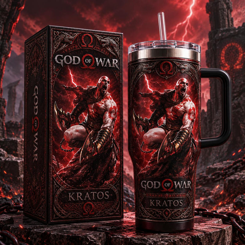 (Normal White Box) Tumbler 40oz - Kratos God of War