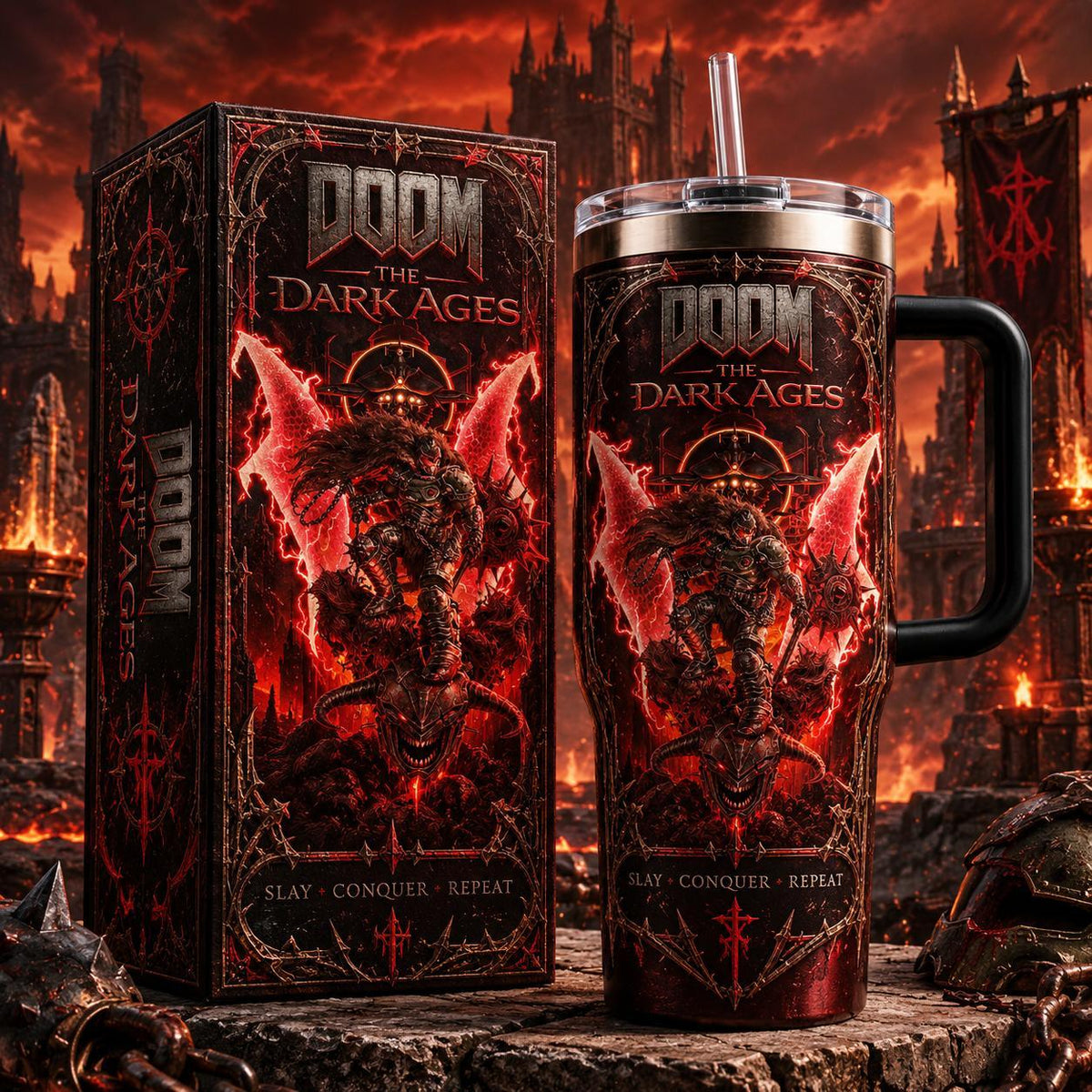 (Normal White Box) Tumbler 40oz - Doom the Dark Ages