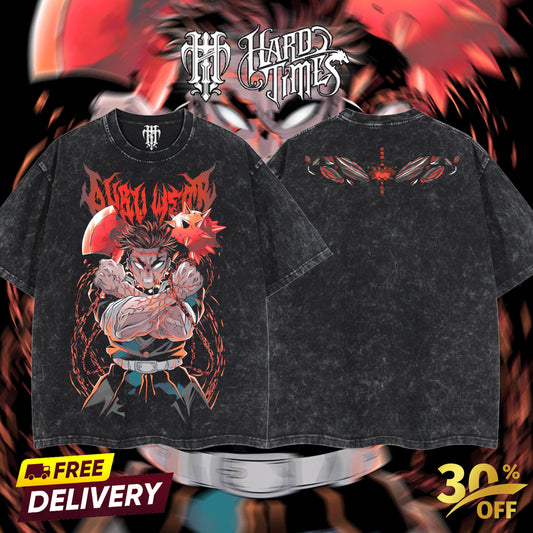 HardTimesClothing Retro Limited Vintage Gyomei Himejima Demon Slayer, demon slayer infinity castle, Unisex Oversize Anime Manga Acid Washted Heavyweight Cotton Tshirt, Anime Merch, Gift for anime fan Clothes Oversized