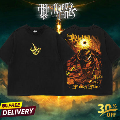 HardTimesClothing - Frenzy Flame v5 Elden Ring Boss, From Software Collection Game Oversized Washed Tee Acid Washed Lightweight TSHIRT, Gift for him her Clothes Cotton