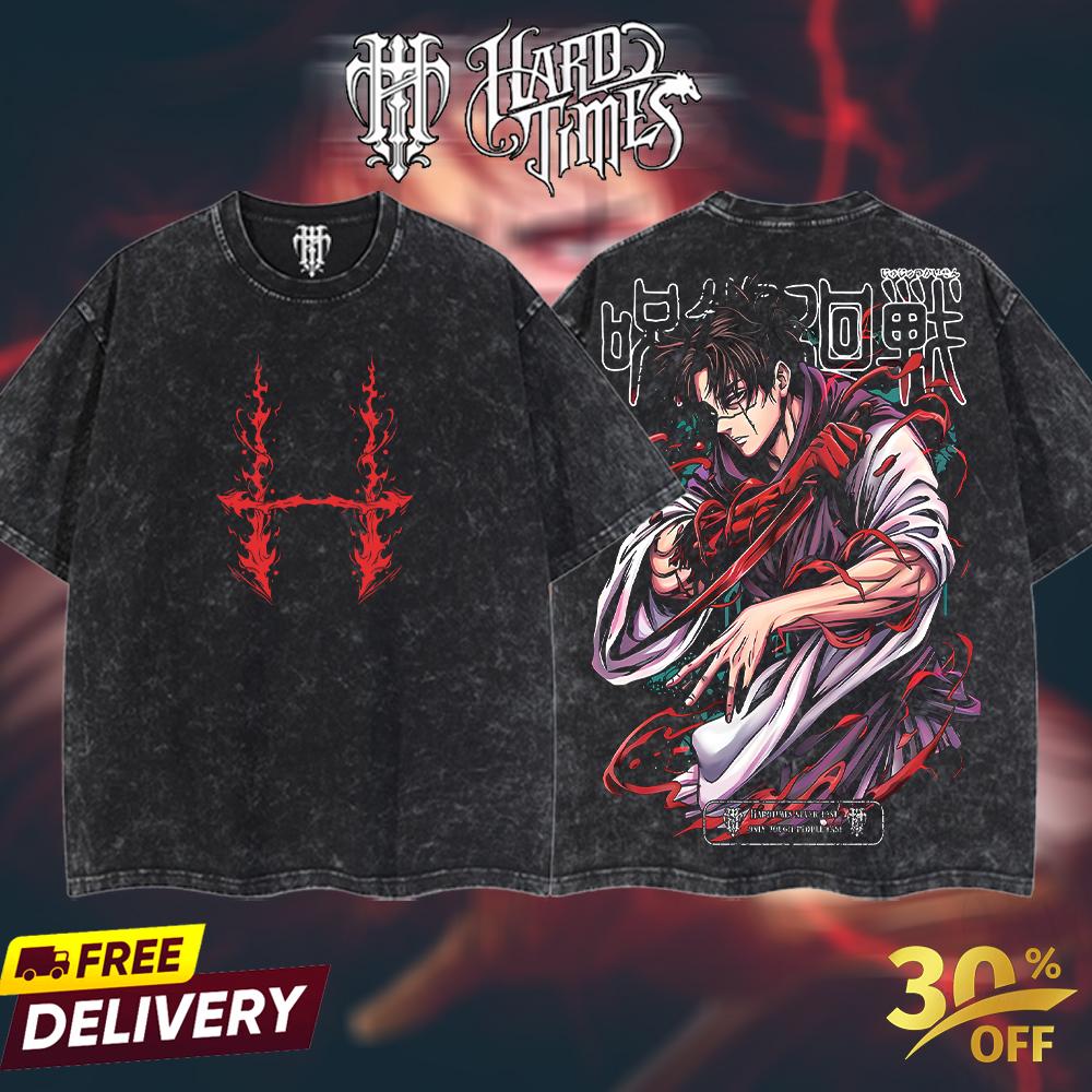 HardTimesClothing Choso 15.1 Jujutsu Kaisen season 3 2026 Retro Vintage Unisex Oversize Anime Manga Acid Washed Heavyweight Cotton T-shirt, Anime Merch, Gift For Anime Fan. Menswear Oversized