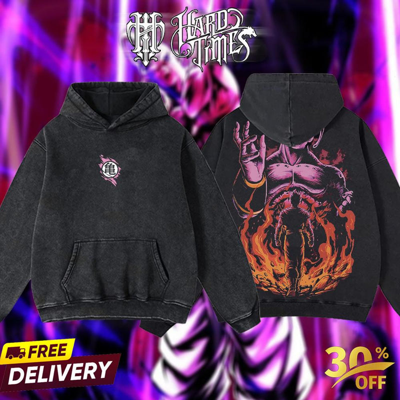 HardTimeClothing - Majin Buu x Gohan DragonBall Vintage Unisex Oversize Anime Manga Acid Washed Heavyweight Cotton T-shirt, graphic tee,anime merch fan, outfits men