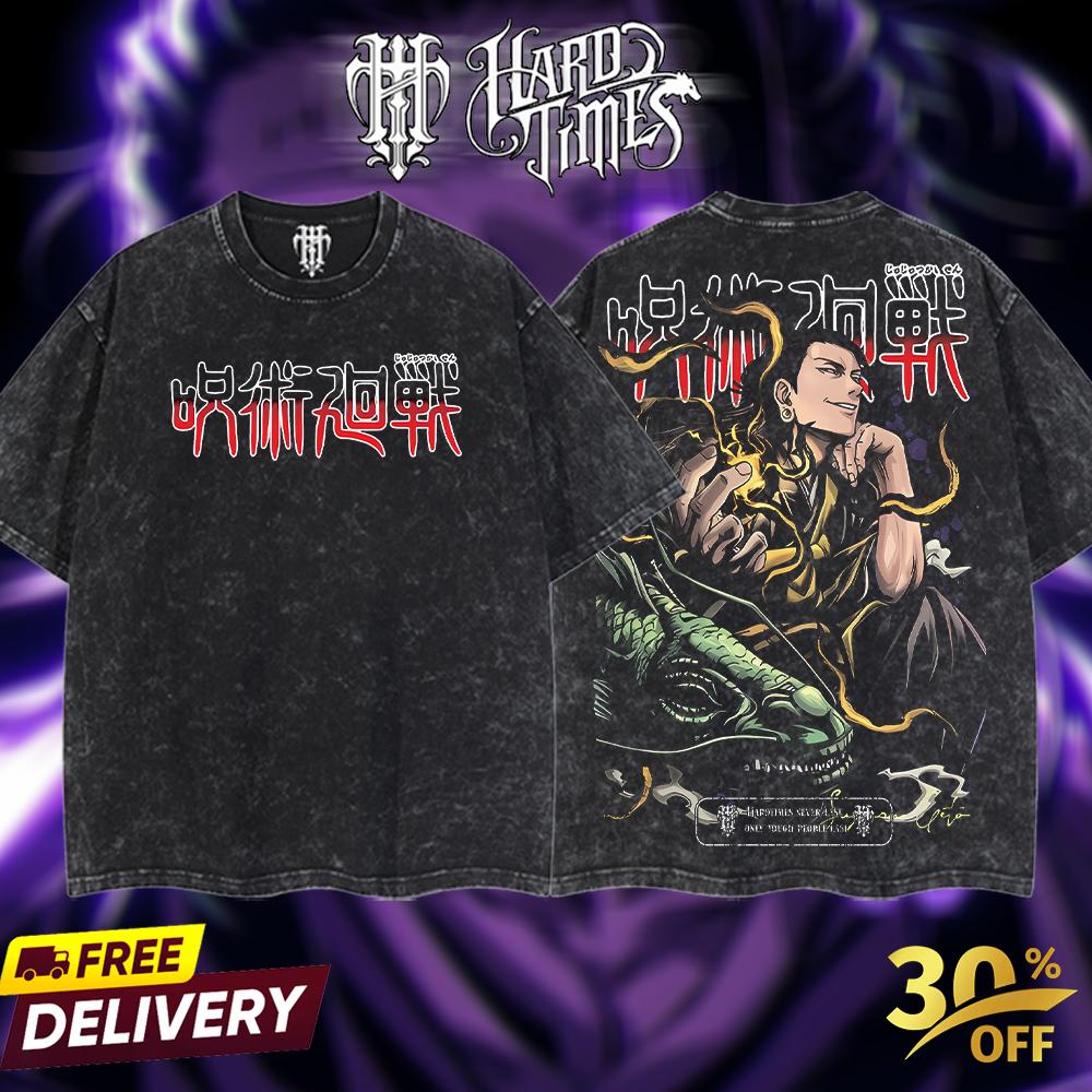 HardTimesClothing Geto  15.1 Jujutsu Kaisen season 3 2026 Retro Vintage Unisex Oversize Anime Manga Acid Washed Heavyweight Cotton T-shirt, Anime Merch, Gift For Anime Fan. Menswear Oversized